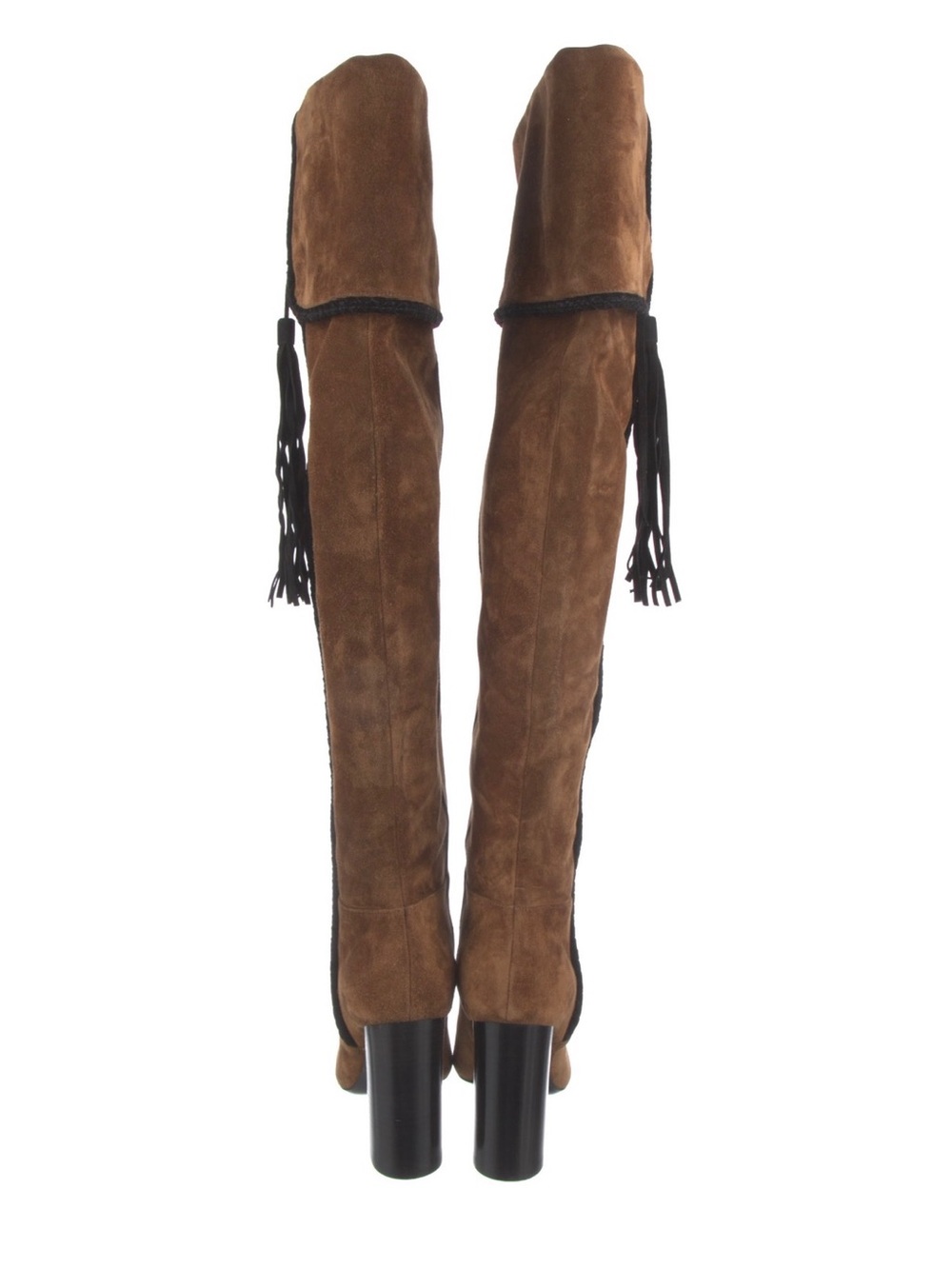 Saint Laurent Brown Suede Over-the-Knee Tassel Boot 6.5 - Picture 4 of 9